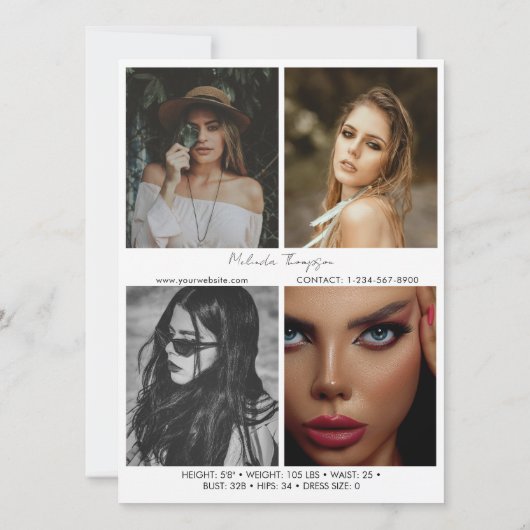 Modèle Actrice Modélisation Carte Comp 5 Photo Bla (Dos)