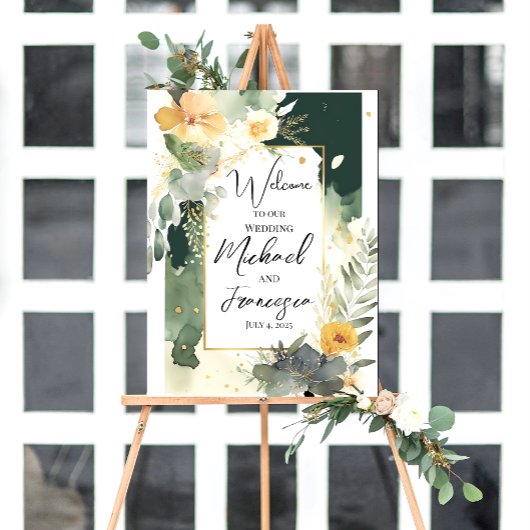 Modèle Affiche de bienvenue mariage, Dusky Pink Fl