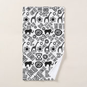 Modèle africain ethnique #5 noir et blanc (Serviette à main)