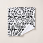 Modèle africain ethnique #5 noir et blanc (Gant de toilette)