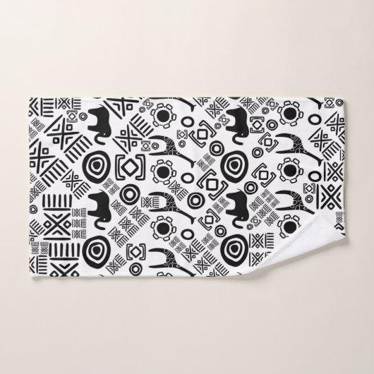 Modèle africain ethnique #5 noir et blanc (Serviette à main)