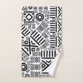 Modèle africain ethnique #8 noir et blanc (Serviette à main)