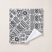 Modèle africain ethnique #8 noir et blanc (Gant de toilette)