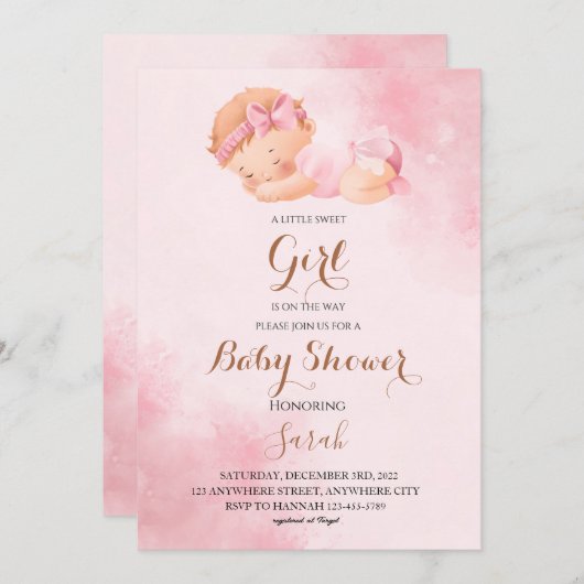 Modèle baby shower Invitation (Devant / Derrière)