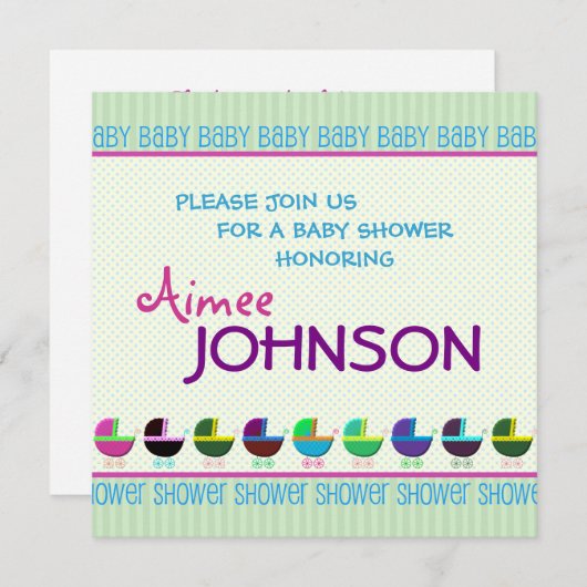 Modèle baby shower Invitation (Devant / Derrière)