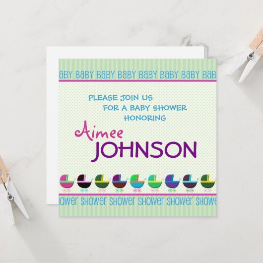 Modèle baby shower Invitation (Devant/Arrière en situation)