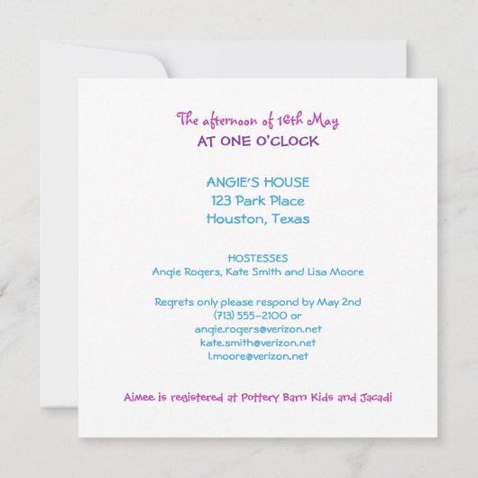 Modèle baby shower Invitation (Dos)