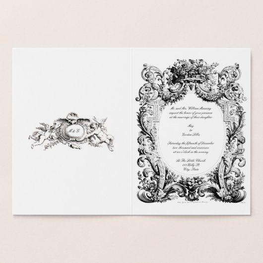 Modèle baroque Rococo Faire-part de mariage (Intérieur)