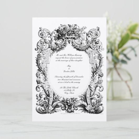 Modèle baroque Rococo Faire-part de mariage (Debout devant)