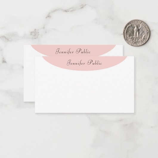 Modèle blanc blanc rose pâle, écrit à la main (Devant/Arrière en situation)