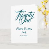 modèle bleu pour 21e anniversaire avec nom date an (Fleur jaune)