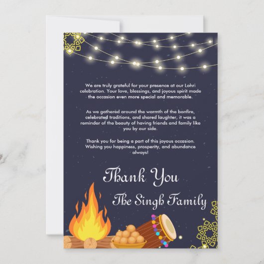 Modèle Carte de remerciements Lohri (Devant)