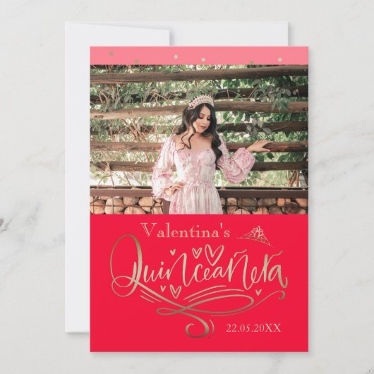 Modèle carte de remerciements Quinceañera (Devant)