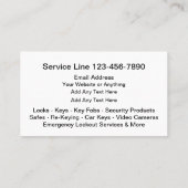 Modèle Carte de visite de Locksmith Professional (Dos)