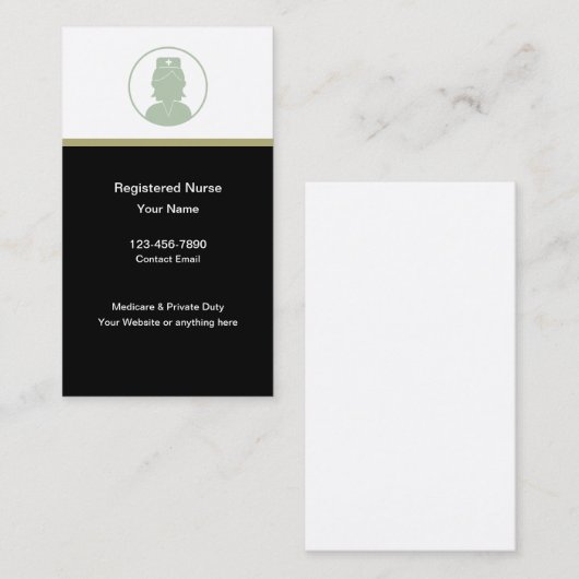 Modèle Carte de visite d'infirmière simple moderne (Devant / Derrière)