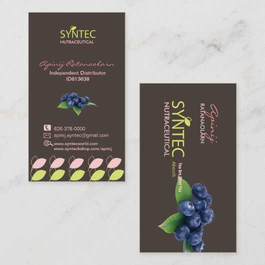 Modèle carte de visite pour Syntec Nutraceutical (Devant / Derrière)