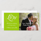 Modèle Carte photo de Merci de Mariage blanc vert (Devant / Derrière)