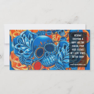 Modèle Carte photo des crânes bleu et orange