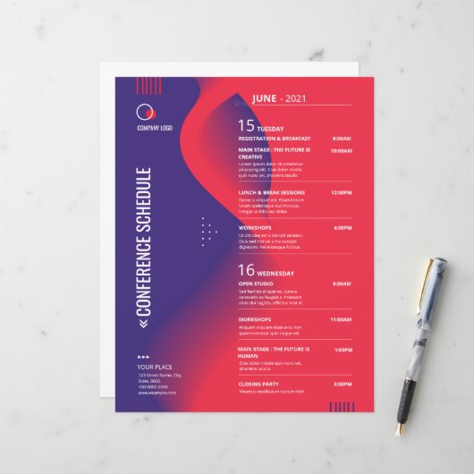 Modèle circulaire du programme de conférence (Devant/Arrière en situation)