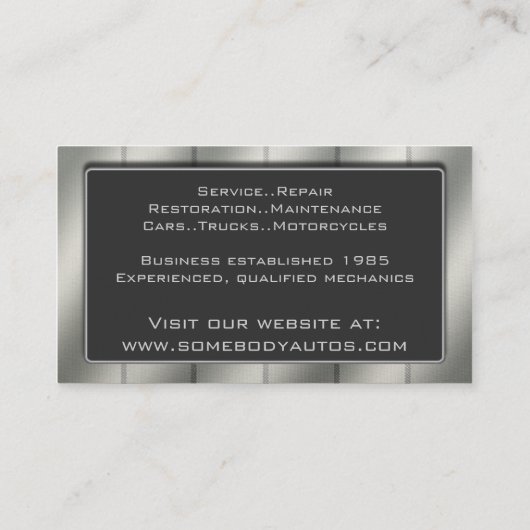 Modèle commercial 19 de carte de visite (Dos)