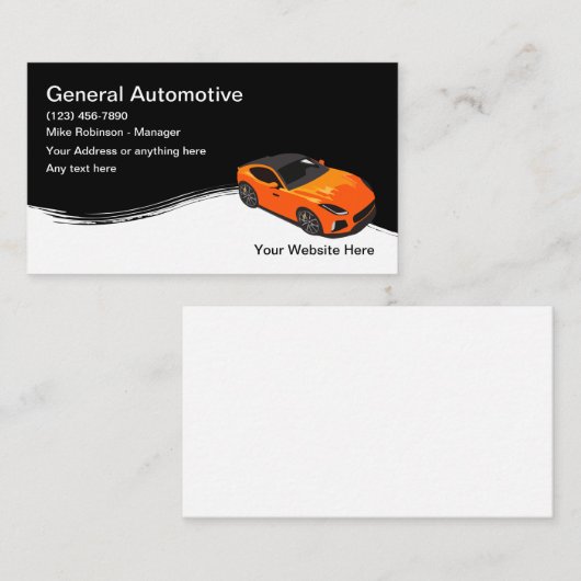 Modèle Cool de conception Carte de visite automobi (Devant / Derrière)