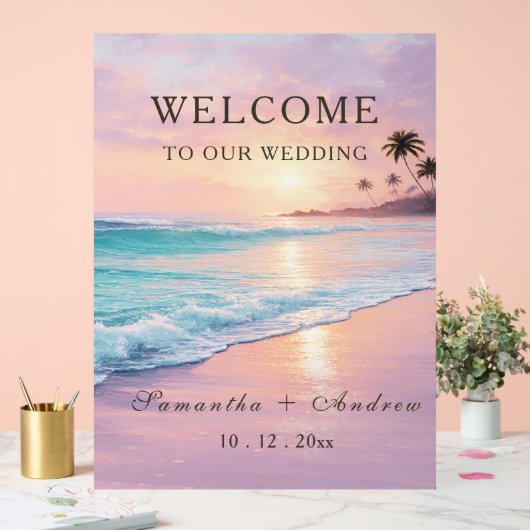 Modèle d'Affiches de bienvenue de mariage de plage (Mariage)