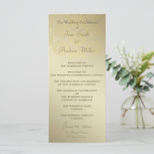 Modèle Damas doré Programmes de mariage (Debout devant)