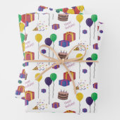 Modèle d'anniversairePapier à envelopper Feuille p (En situation)