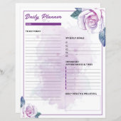 Modèle d'aquarelle Floral Daily Planner (Devant / Derrière)
