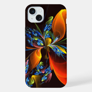 Modèle d'art abstrait floral moderne orange bleu #