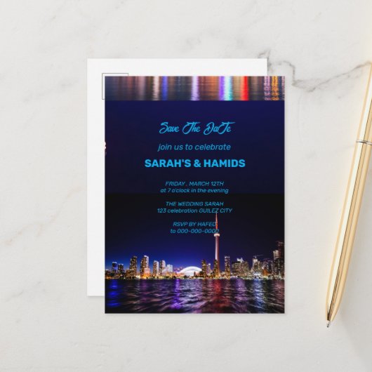 Modèle d'avis de date à Toronto, Carte postale de (Devant/Arrière en situation)