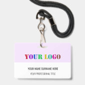 Modèle de badge de nom de logo d'entreprise à conc (Arrière avec lanière)