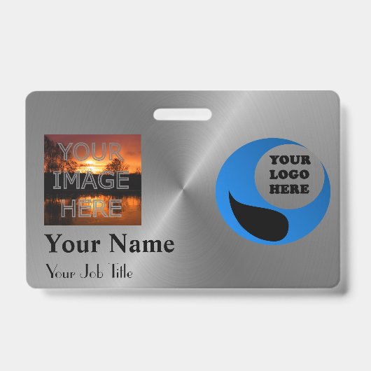 Modèle de Badge de Nom de Photo à Effet Métallique (Avant)