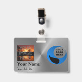 Modèle de Badge de Nom de Photo à Effet Métallique (Avant avec clip)