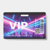 Modèle de badge de passe d'accès total VIP néon gl (Avant)