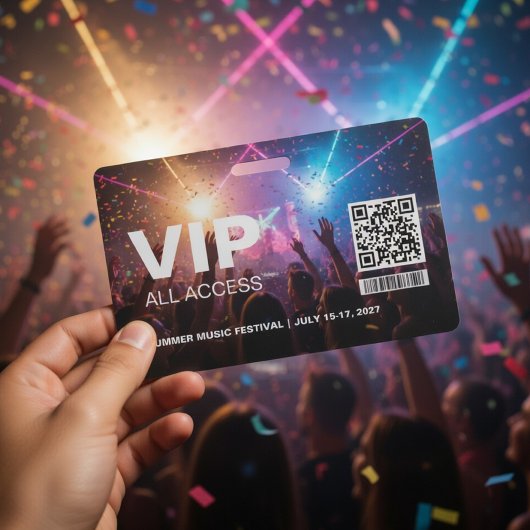 Modèle de badge de passe d'accès VIP avec code QR