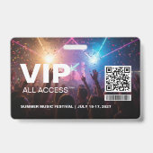 Modèle de badge de passe d'accès VIP avec code QR (Arrière)