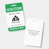 Modèle de badge de visiteur bleu blanc propre (Avant & arrière)