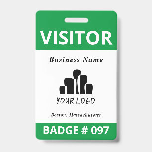 Modèle de badge de visiteur bleu blanc propre