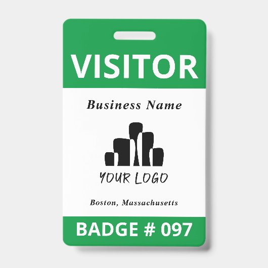 Modèle de badge de visiteur bleu blanc propre (Avant)