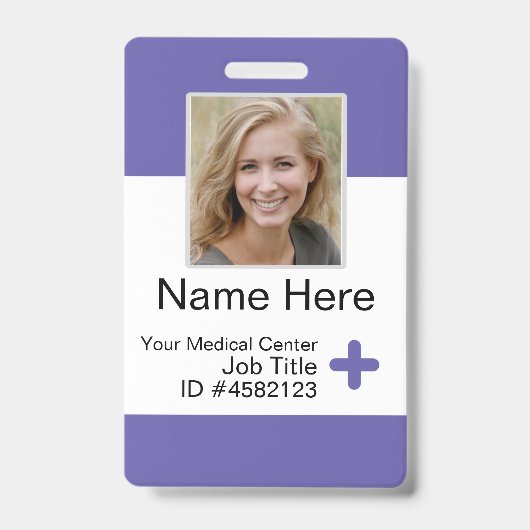 Modèle de badge d'employé moderne violet infirmièr (Avant)