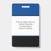 Modèle de badge d'identification d'employé avec ph (Arrière)