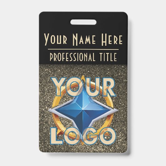 Modèle de badge d'identification doré et noir de l (Avant)