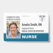 Modèle de badge d'identité infirmière avec logo et (Avant)