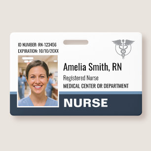 Modèle de badge d'infirmière avec logo et photo gr
