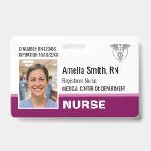 Modèle de badge d'infirmière moderne avec logo et (Avant)