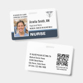 Modèle de badge d'infirmière moderne gris avec log (Avant & arrière)