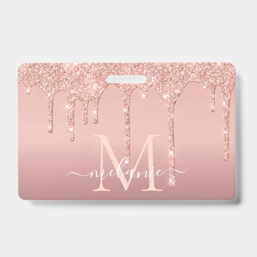 Modèle de badge d'or rose avec lettre de nom perso (Avant)