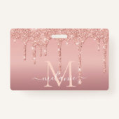 Modèle de badge d'or rose avec lettre de nom perso (Dos)