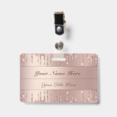 Modèle de badge pailleté or rose avec texte de nom (Avant avec clip)